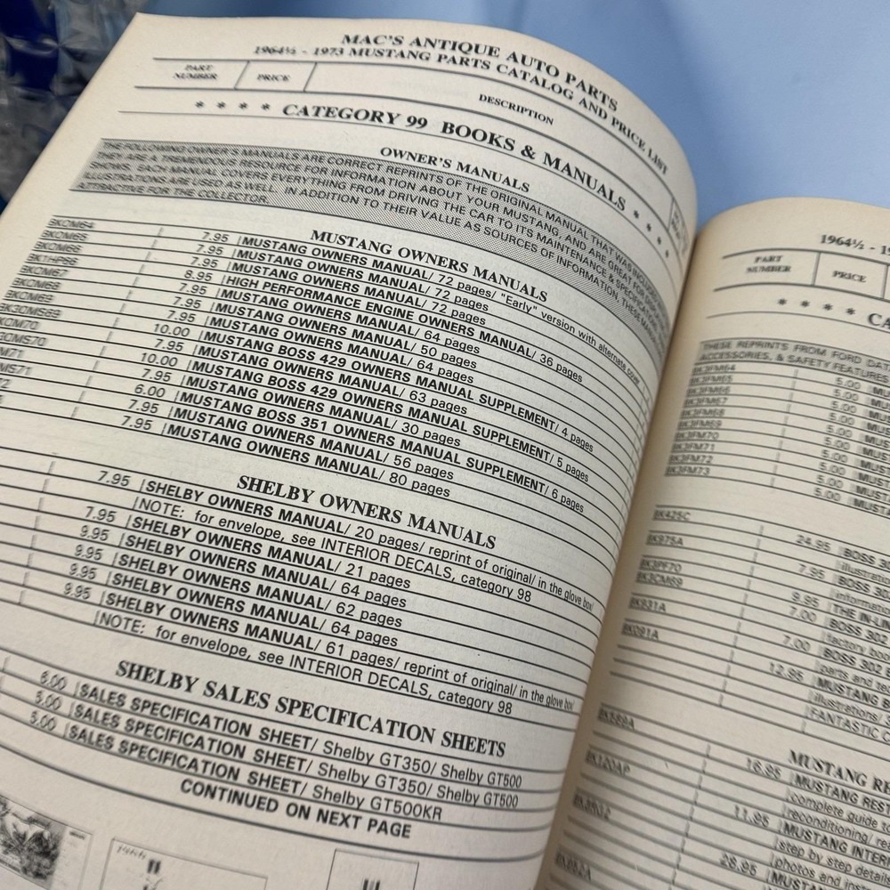 Ford 1964 1/2- 1973 Mustang May 2000 MAC's Antique Auto Parts Catalog Price List - Picture 6 of 6